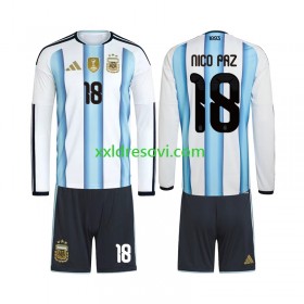 Argentina Nico Paz 18 Domaći Dječji Nogometni Dres World Cup 2026 Dugim Rukavima
